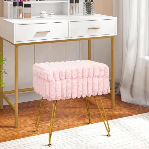Vista 11 de xuperbonus Taburete de tocador de piel sintética negra con otomana de almacenamiento, silla de tocador para sala de maquillaje, taburetes de tocador