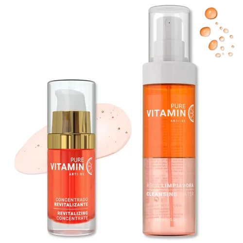 Noche Y Dia Paquete limpiador e hidratante Vit C - Suero de vitamina C y agua limpiadora de vitamina C