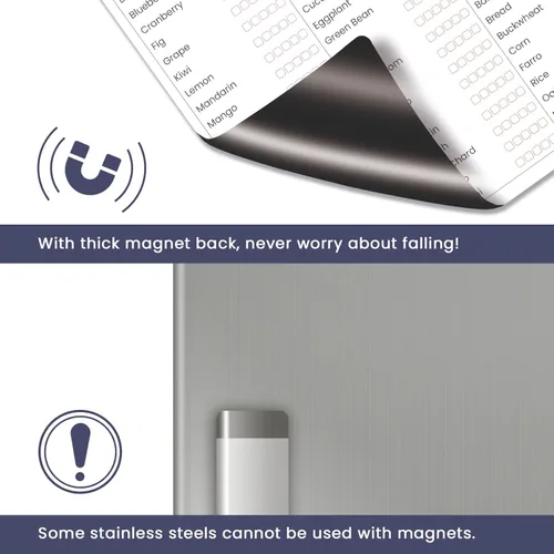 Vista 5 de ALEZEL Rastreador de Primeros Alimentos para Bebé para Nevera, Tabla Magnética de Borrado en Seco para Alimentos del Bebé, Incluye Imán de Lista