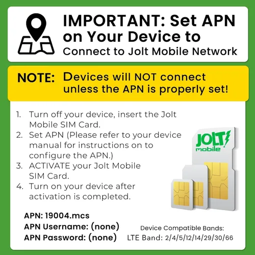 Vista 2 de Jolt Mobile $9.50 Prepago AT&T 5G 4G LTE Red de alta velocidad Tarjeta SIM de datos para rastreadores GPS Dispositivos IoT Tarjeta SIM prepago 3