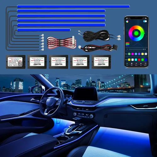 Vista 10 de WEBUPAR Luces de acrílico para interiores de automóvil, accesorios de automóvil, tira de luces LED 10 en 1 con control de aplicación, 175 pulgadas
