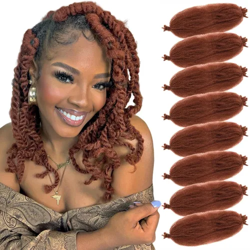 Vista 29 de 8 paquetes de cabello rizado estilo afro elástico Marley Twist, cabello trenzado previamente separado para rastas sintéticas de ganchillo para 1B