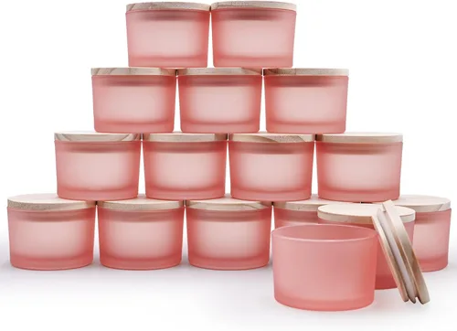 Vista 33 de SHOWIN Tarros gruesos para hacer velas, 16 unidades, tarros vacíos de 7 onzas con tapas de madera para hacer velas, contenedor de muestra, Navidad