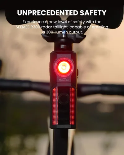 Vista 3 de MagicShine SEEMEE R300 - Luz trasera de radar inteligente, sistema de radar habilitado ANT+ de alta potencia, ángulo de visión amplio de 270°