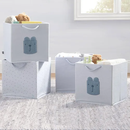 Vista 2 de Delta Children Gap babyGap Brannan Bear - Juego de 4 contenedores de tela con asas, color azul