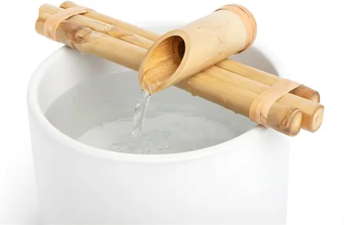 Vista 2 de Bamboo Accents Kit de fuente Zen – Tres brazos, bambú resistente a la división para bricolaje interior/exterior – para contenedores grandes