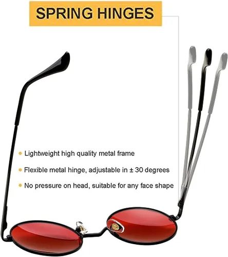 Vista 4 de PORADAY Circle Lennon - Gafas de sol polarizadas redondas retro, estilo hippie, gafas de sol de círculo pequeño