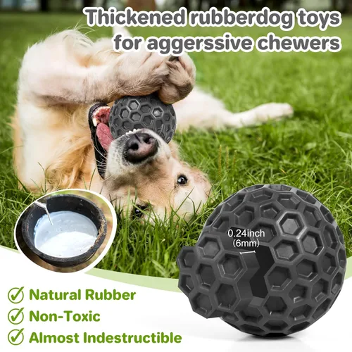 Vista 3 de DISSKNIC Pelotas chirriantes indestructibles para perros, juguetes interactivos para perros pequeños, juguetes para masticar cachorros
