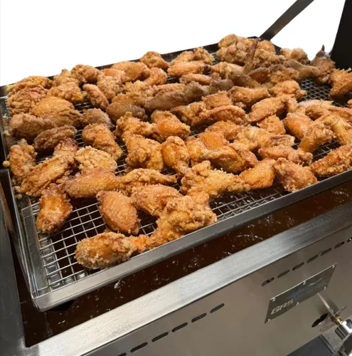 Vista 8 de Carro de Freidora Profunda de 12 Galones con Elevación de Cesta Freidora Portátil de 4 Ruedas de Gran Lote Acero Inoxidable Carro de Freidora