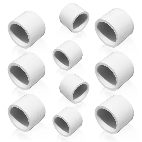Vista 14 de Tapón de PVC blanco de 1-1/2 pulgadas para extremo de tubería, 10 piezas de conector de adaptador de rosca de PVC para tubería, conector de tapón