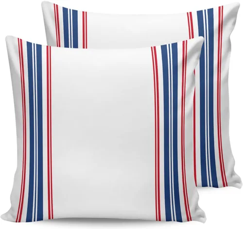 Vista 7 de Outdoor Waterproof Throw Pillow Cover American Independence Day Decorative Pillows Cushion Covers Blue Red White Stripes 2 Pack Pillow Cases for