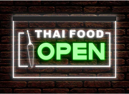 Vista 11 de 110228 Thai Food Open Thailand Restaurant Cafe Bar Display LED Light Neon Sign (16 Colors By Remote, 12" X 8")