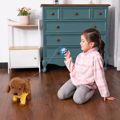 Vista 4 de WorWoder Juguete electrónico de peluche interactivo para perros con correa de control remoto para niños pequeños, regalos de cumpleaños, niñas