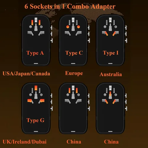 Vista 2 de Convertidor de voltaje de 220 V a 110 V, convertidores de viaje de Estados Unidos a Europa, adaptador de corriente de viaje internacional universal