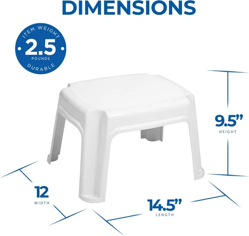 Vista 3 de Gracious Living Taburete de 1 escalón, taburete portátil de plástico para dormitorio, hogar, aula u oficina, 14.5 pulgadas de largo x 12 pulgadas