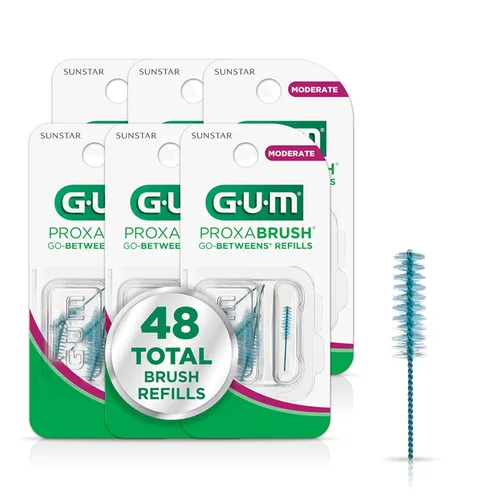 Vista 11 de GUM Proxabrush Go-Betweens - Recambios moderados - Compatible con mango permanente GUM - Cepillos interdentales reutilizables - Púas dentales