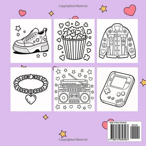 Vista 2 de 90s Nostalgia Bold an Easy Simple Fun Big Designs Throwback Coloring Book with Relaxing Retro Vibes For Adults and Teens Featuring 90's Lifestyle To
