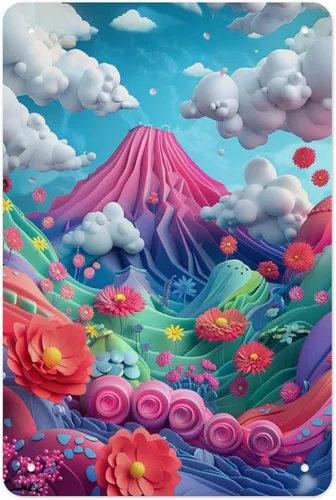 Vista 12 de Abstract Cherry Blossom Pattern Creative Metal Tin Sign Wall Decor Retro Sign for Home Living Room Bedroom Coffee Wall Decor Halloween Christmas