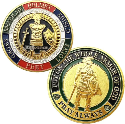 Moneda de desafío de armadura de Dios, Medallón de coleccionista de monedas de oración