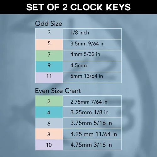 Vista 5 de Brass Blessing Juego de llaves de cuerda de reloj de 2 piezas, 5 vías, latón original, número impar/par de (5025)