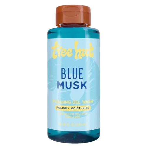 Tree Hut Blue Musk - Gel de espuma de lavado, hidratante e hidratante con manteca de karité y aceites esenciales nutritivos, limpiador diario para