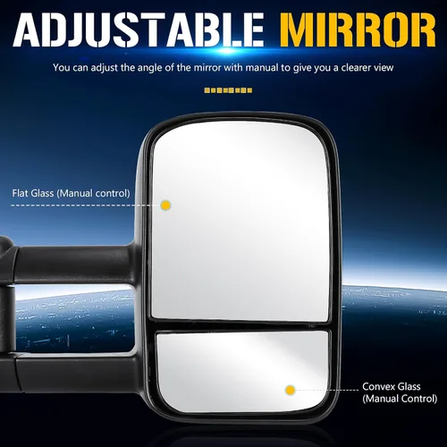 Vista 2 de Espejos de remolque compatibles con Chevrolet Silverado 2007-2013 para GMC Sierra 1500 2500 3500 Suburban Tahoe Avalanche Yukon con telescópico