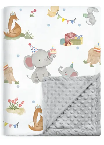 Boritar - Manta de bebé para niños y niñas, tela de minky súper suave para guardería con diseño de animales del bosque en el frente y respaldo de