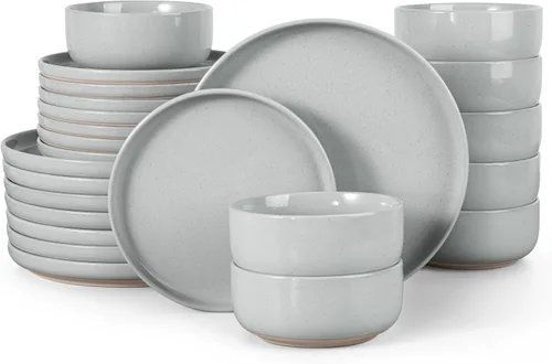 Vista 25 de HaWare Juegos de Vajilla de Gres, Juego de Platos y Tazones de 12 Piezas para 4, Juego de Platos para Casa Restaurante, Negro Esmerilado