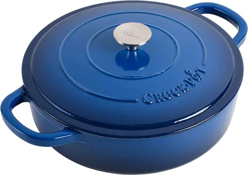 Vista 12 de Crock Pot Artisan - Cacerola de hierro fundido esmaltado con tapa, 5 cuartos de galón, azul aguamarina