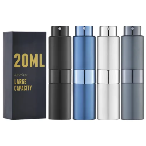 Vista 9 de Atomizador de perfume de 0.7 fl oz, botella de spray de colonia de viaje, mini dispensador de rociador vacío (negro, 4PCS)