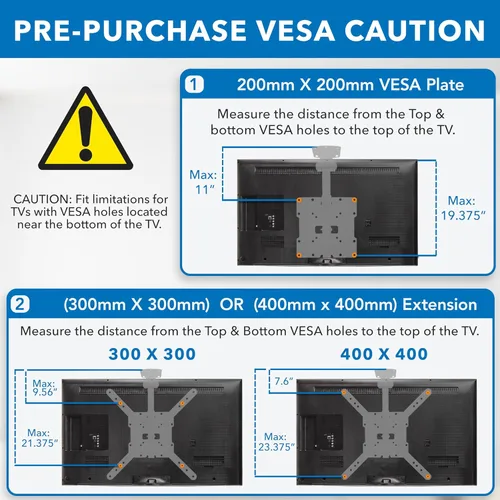 Vista 5 de Mount-It! Soporte plegable para TV de techo para televisores de 23 a 55 pulgadas, soporte abatible que ahorra espacio para techos planos e