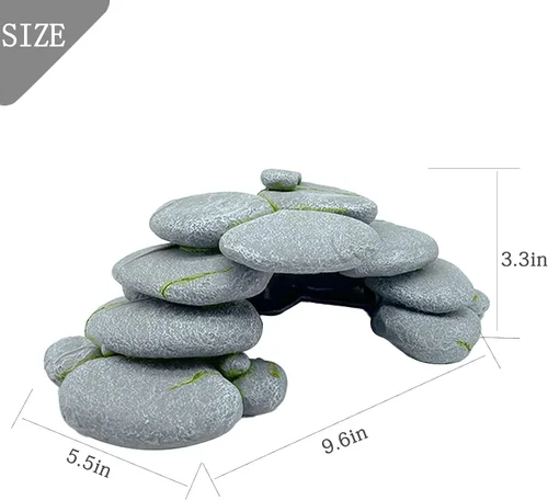 Vista 3 de Tfwadmx Reptile Hide, Turtle Basking Rock, Tortoise Hideout Cave, Reptile Resting Dock with Ramp, Resin Terrarium Habitat Decor for Geckos, Snakes