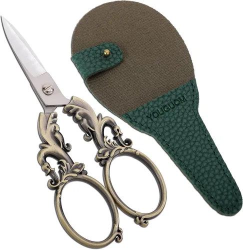 YOUGUOM Tijeras para manualidades de costura, tijeras afiladas multiusos con funda para arte, hogar, escuela, tijeras de corte de hilo de papel,