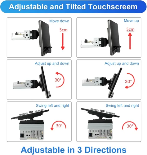 Vista 5 de Radio Android Single DIN inalámbrica Carplay Android Auto 8-Core 10.1 pulgadas pantalla táctil estéreo de coche con pantalla táctil flotante