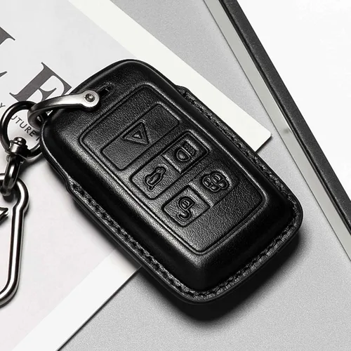 Vista 3 de Funda de cuero para llavero de coche, color marrón, compatible con Land Rover