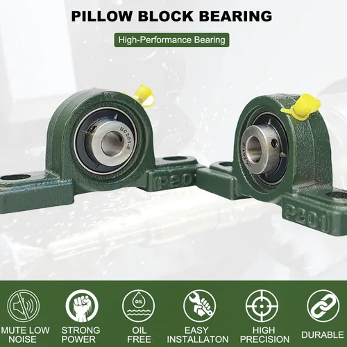 Vista 3 de Paquete de 2 UCP201-8 Rodamientos de Bloque de Almohada - Rodamientos de Bloque de Almohada Montados de 1/2" Base de Hierro Fundido Sólido