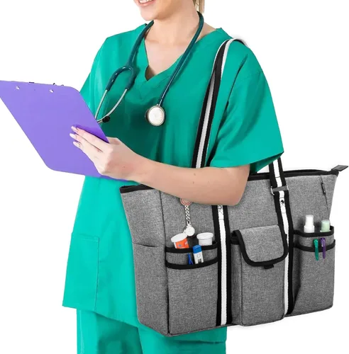 Vista 6 de CURMIO Nurse Tote Bag with Additional Bottom Support for Home Health Care, Clinical Bag for Nursing Students, Doctors, Medical Assistants