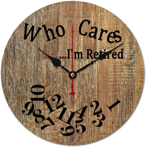 Vista 44 de Who Cares I'm Retired - Reloj de pared de madera para dormitorio, reloj de pared sin números, para colgar en la pared, sin tictac, para decoración