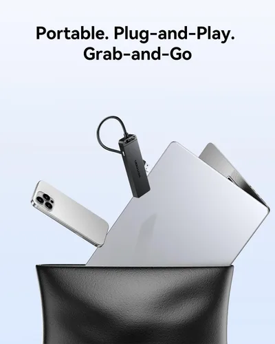 Vista 6 de VENTION Hub USB 3.0 para laptop, divisor de puerto USB múltiple, adaptador extensor USB ultrafino, transferencia rápida de datos de 4 puertos