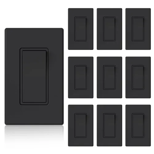 Vista 33 de ELEGRP Interruptor de luz decorativo de un solo polo con placa sin tornillos, 15 A 120-277 V, reemplazo del interruptor basculante de paleta
