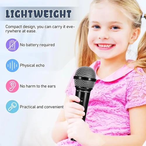 Vista 2 de NUOBESTY Micrófono para niños, micrófonos de juguete falso de 6.4 pulgadas para niños pequeños, de plástico, accesorios de micrófono, juguetes
