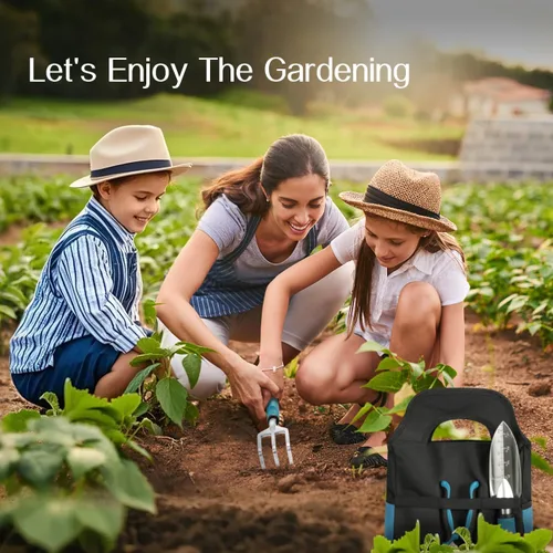 Vista 2 de Housolution - Juego de herramientas de jardinería, 8 piezas, herramientas de jardín resistentes con empuñadura de goma antideslizante con bolsa