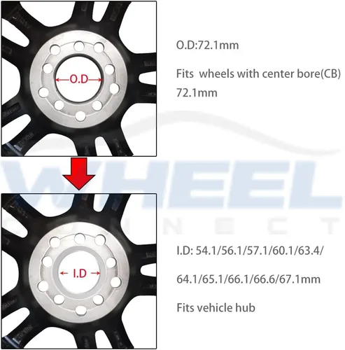 Vista 2 de Anillos centradores para buje WHEEL CONNECT, de 72.1 a 67.1, pack de 4, anillos de buje de aleación de aluminio, diámetro exterior: 72.1 mm