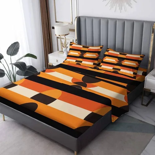 Vista 11 de Juego de sábanas geométricas tamaño individual, sábanas modernas de microfibra suave, bolsillo profundo, sábanas y fundas de almohada estampadas sin
