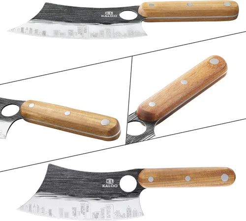 Vista 2 de Kaloo - Juego de 3 cuchillos de carnicero, cuchillo de carnicero de 7 pulgadas, cuchillo de chef serbio de 7 pulgadas y cuchillo vikingo de 6.5
