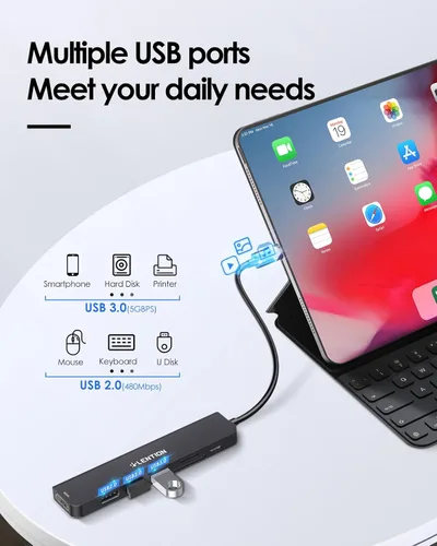 Vista 4 de LENTION Hub USB C con carga de 100 W, HDMI 4K a 60 Hz, lector de tarjetas dual, USB 3.0 y 2.0 compatible con MacBook Pro 2025-2016, nuevo Mac
