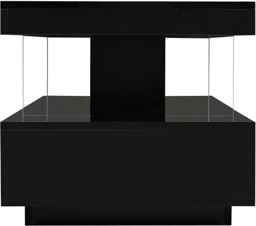 Vista 7 de Mesa de centro moderna LED con cajones de almacenamiento y estantes de exhibición de 2 capas, mesa central rectangular de 51 pulgadas, mesa