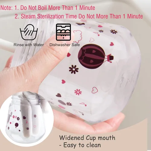 Vista 6 de Vaso para bebés de 6 meses en adelante, vaso con popote con peso antiderrames para niños pequeños, vaso de paja para bebé con asas, a prueba