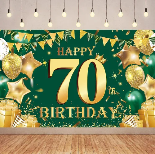 Vista 10 de Cartel de feliz cumpleaños número 100 de oro verde, 3.6 x 6 pies, montaje en pared, fiesta, cumpleaños Oro verde 100