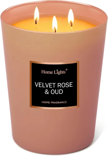 Vista 9 de HomeLights - Velas perfumadas Tarro grande de 33.3 onzas, vela de soja natural 130 horas con 3 mechas de algodón, velas de fragancia